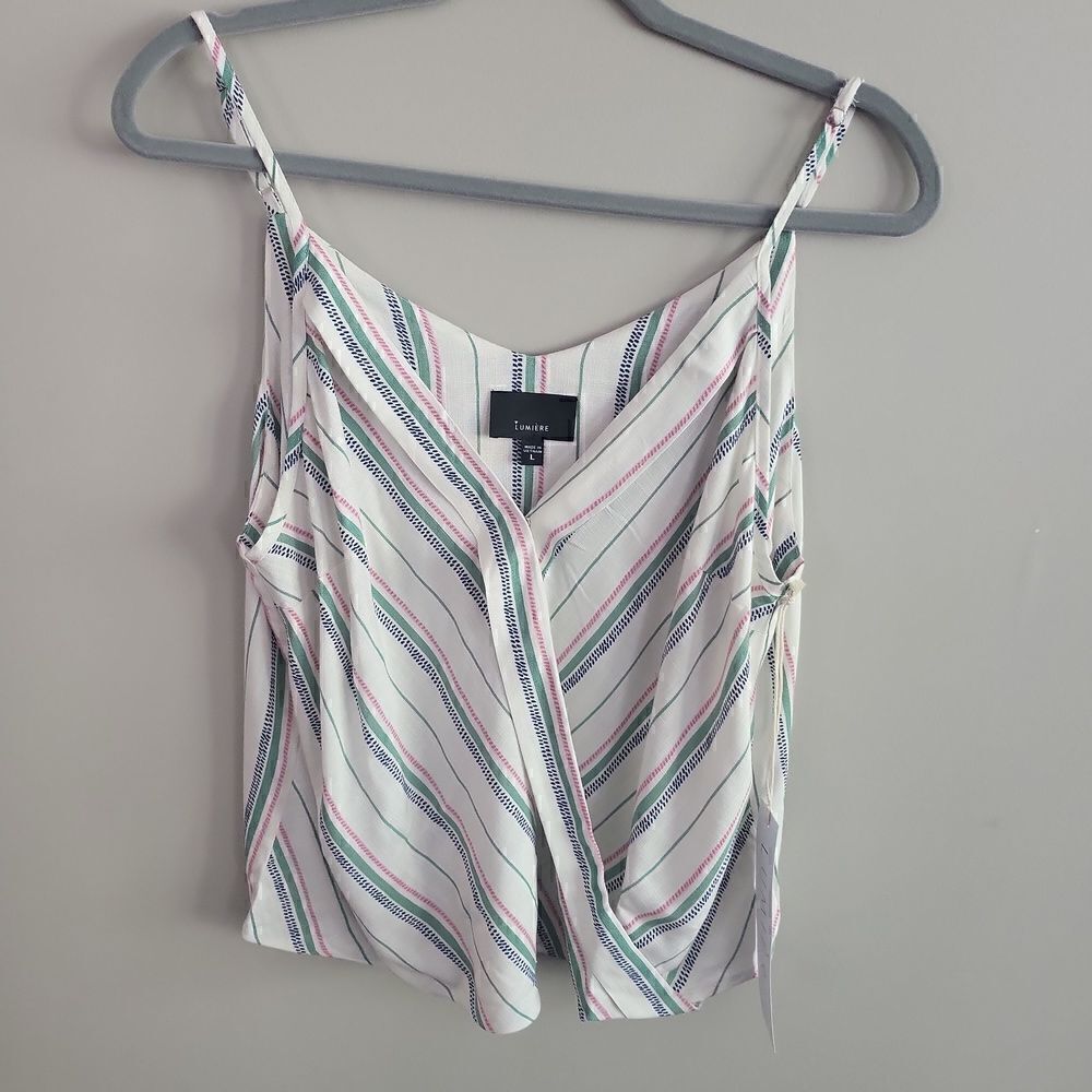 NWT! Lumiere Striped tank top cream, green, pink and blue Large